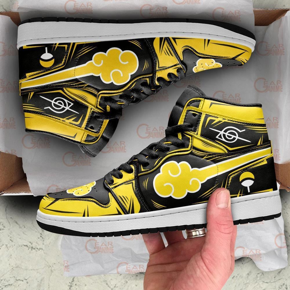 Akatsuki (AKT) JD1s Sneakers Yellow Anime Shoes, Air Jordan Hightop