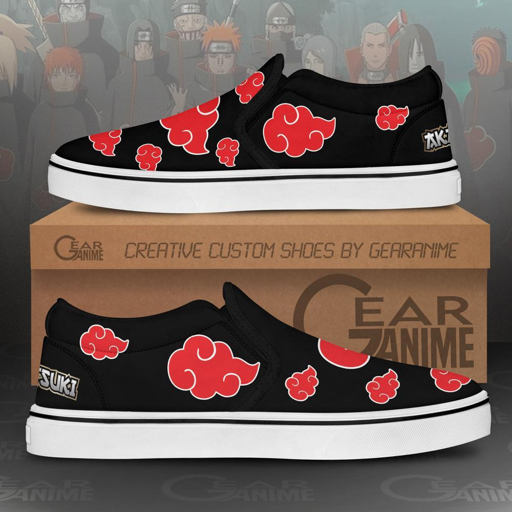 Akatsuki Cloud Slip-On Shoes Canvas Custom Anime Shoes