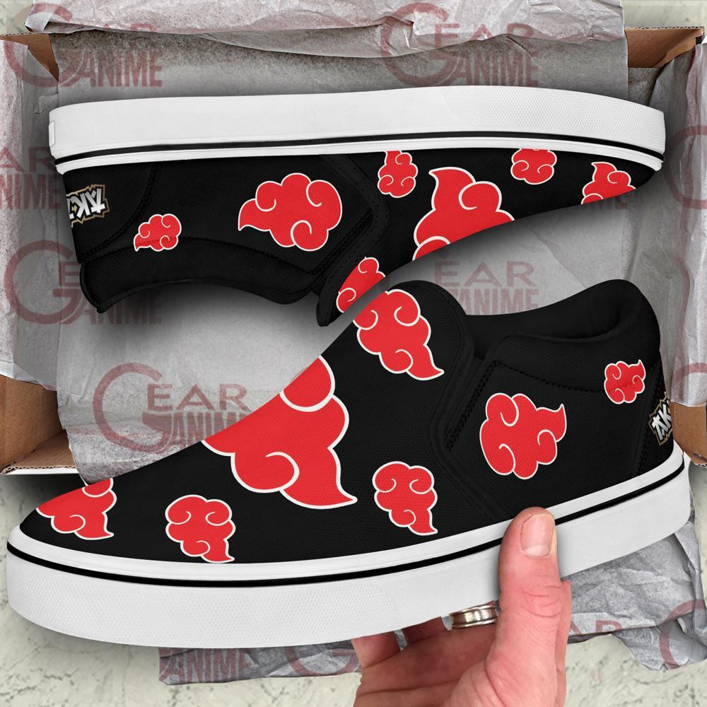 Akatsuki Cloud Slip-On Shoes Canvas Custom Anime Shoes