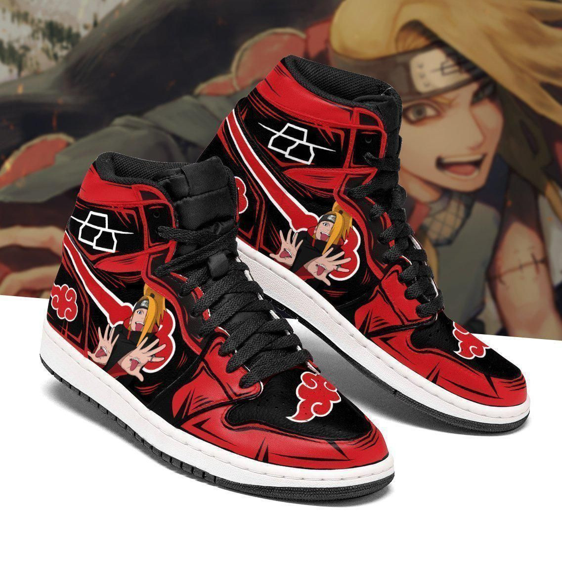 Akatsuki Deidara Naruto Anime 1 High Top Air Jordan Sneaker, Air Jordan Hightop