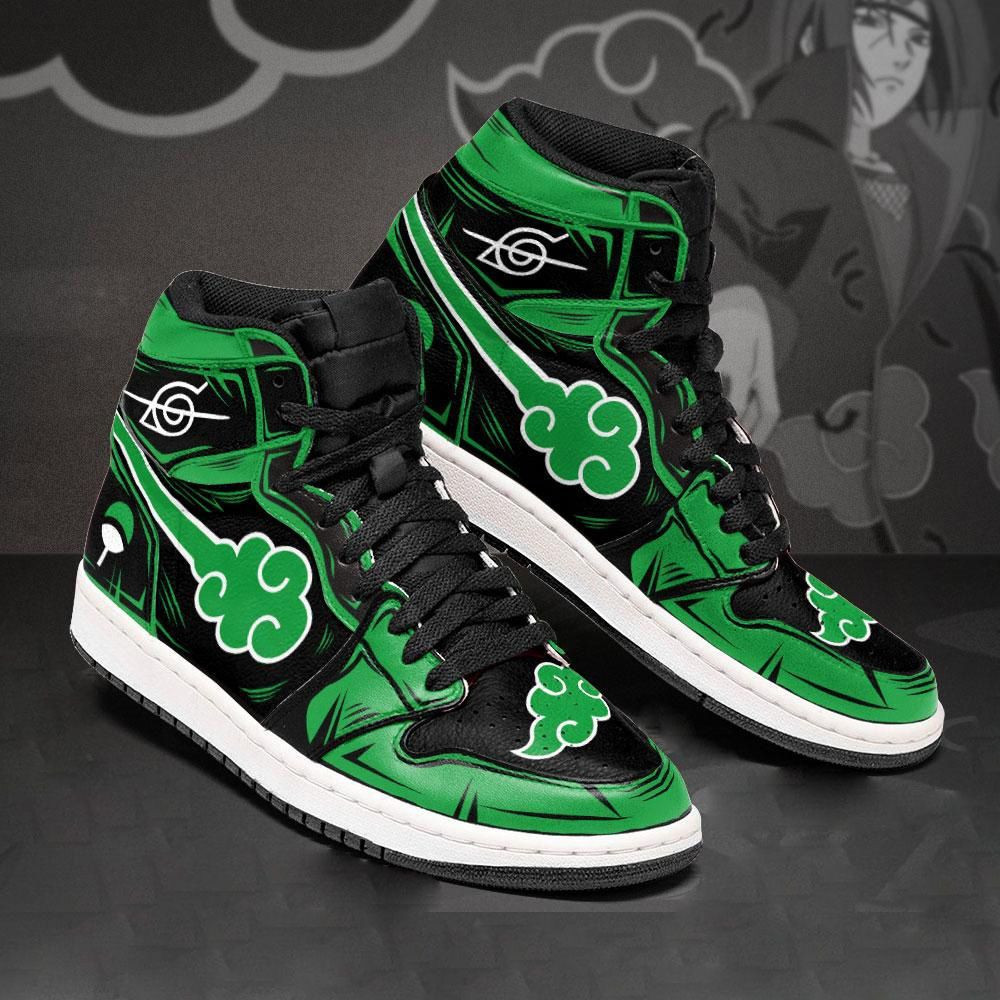 Akatsuki Green Naruto Anime 1 High Top Air Jordan Sneaker, Air Jordan Hightop