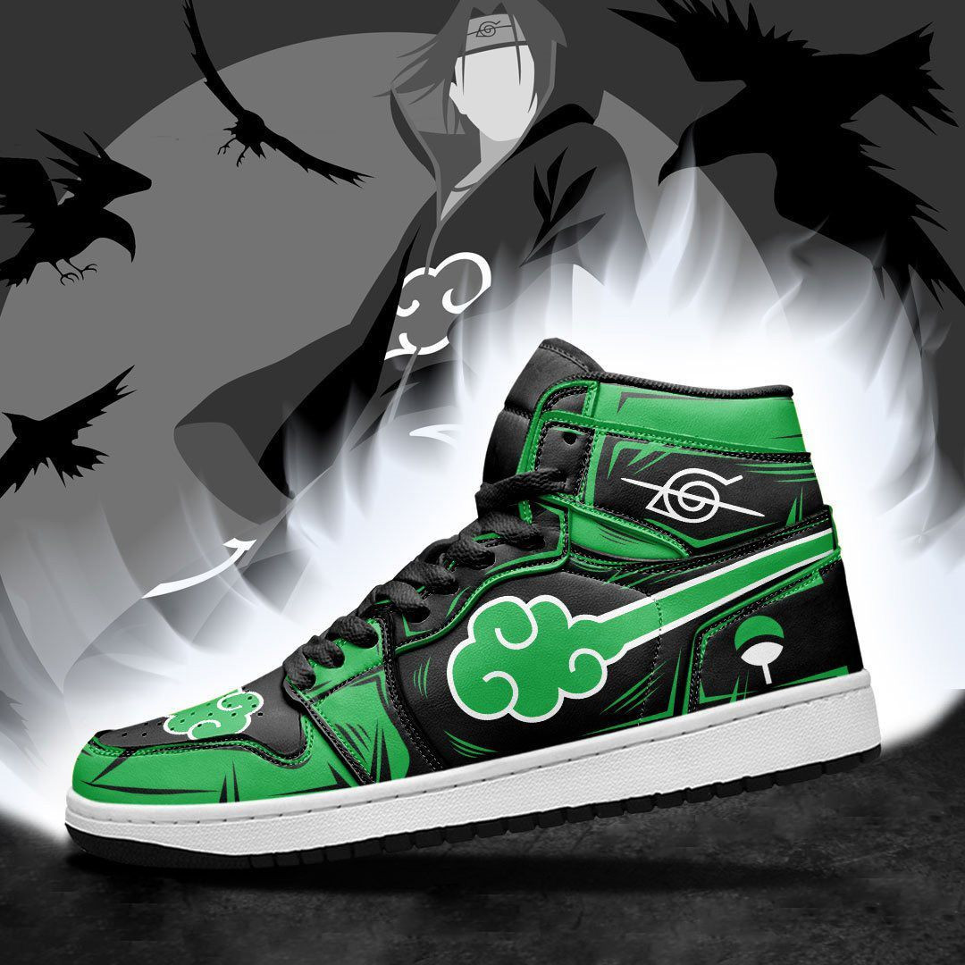 Akatsuki Green Naruto Anime 1 High Top Air Jordan Sneaker, Air Jordan Hightop