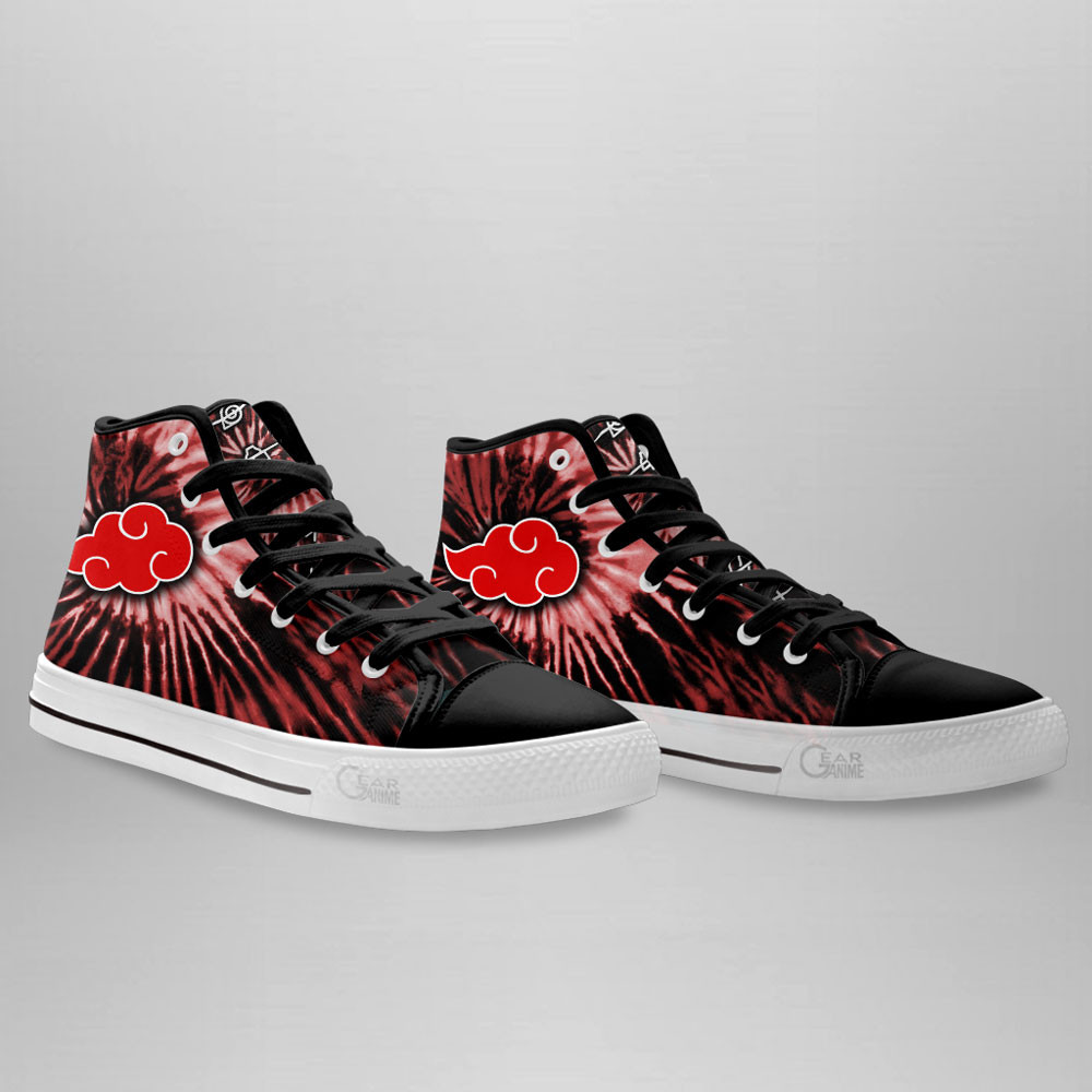 Akatsuki High Top Shoes Custom Anime Sneakers Tie Dye Style