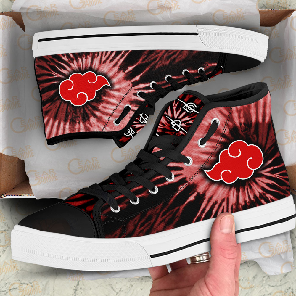 Akatsuki High Top Shoes Custom Anime Sneakers Tie Dye Style