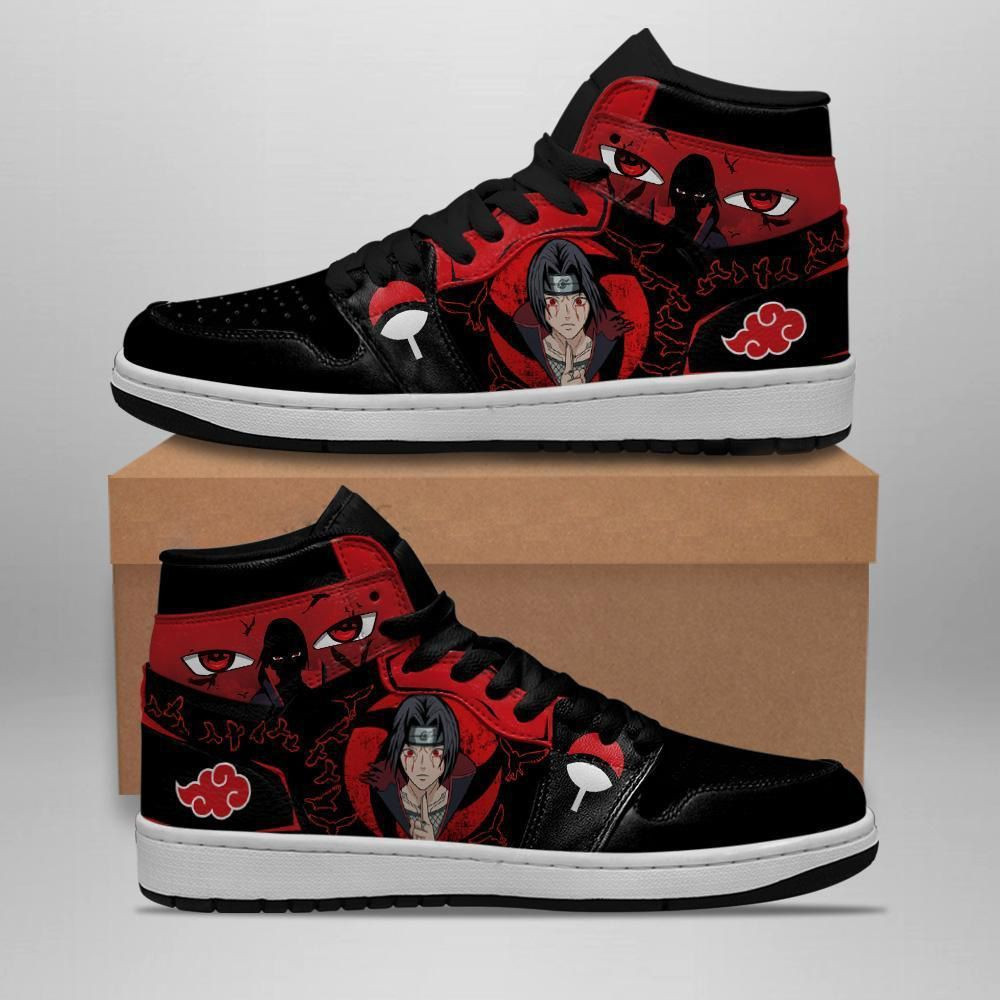Akatsuki Itachi Jutsu Naruto Anime 1 High Top Air Jordan Sneaker, Air Jordan Hightop