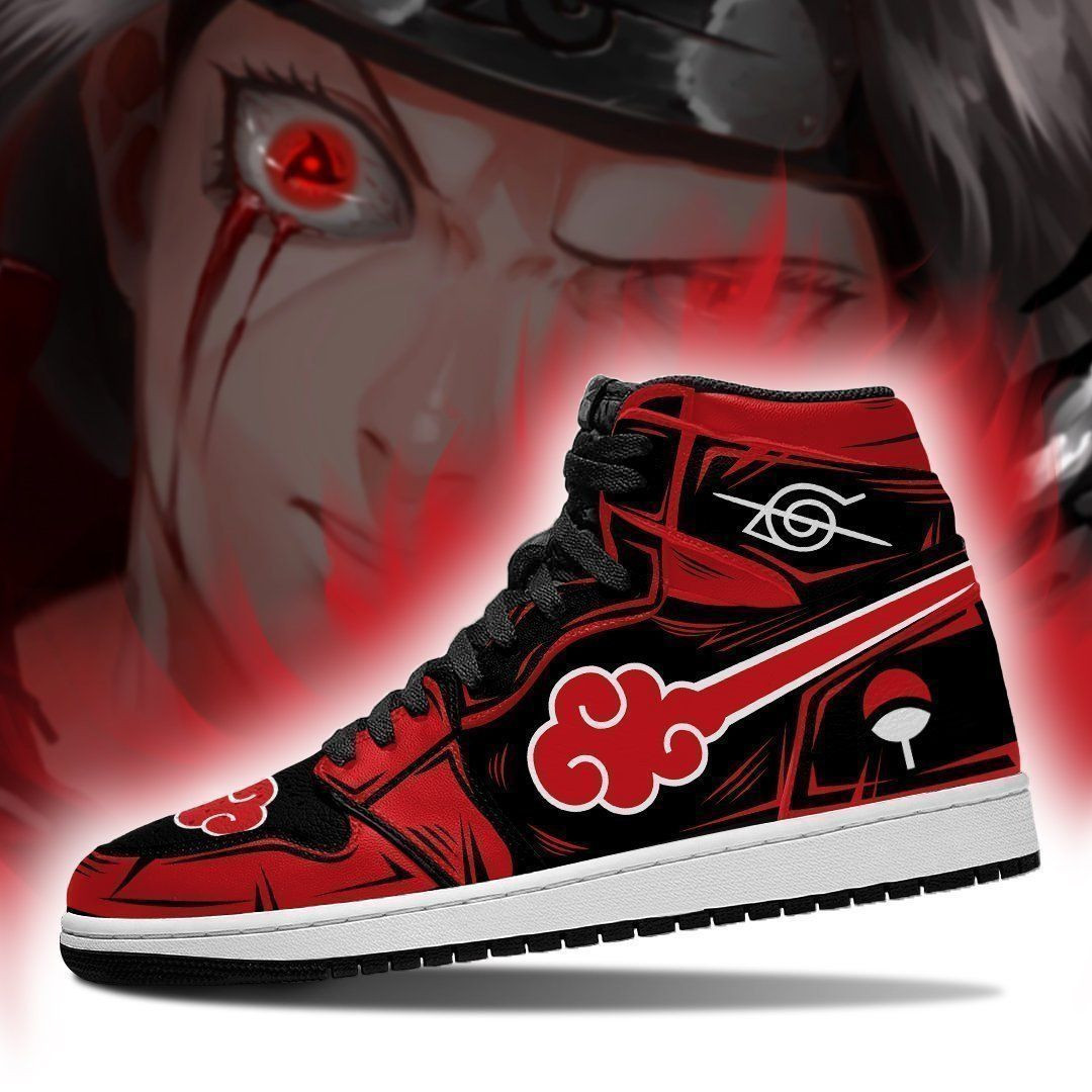 Akatsuki Itachi Naruto Anime 1 High Top Air Jordan Sneaker, Air Jordan Hightop