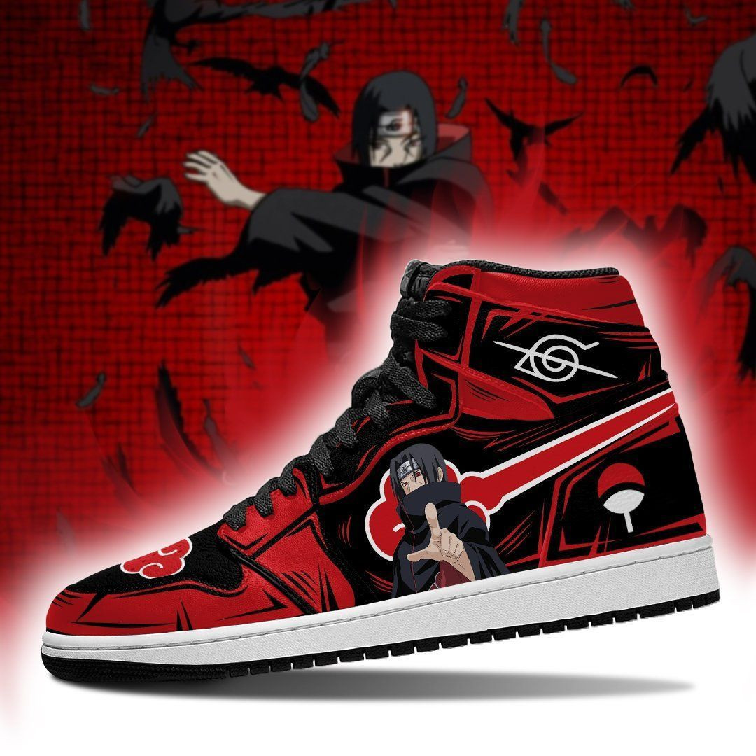 Akatsuki Itachi Naruto Anime 2 High Top Air Jordan Sneaker, Air Jordan Hightop