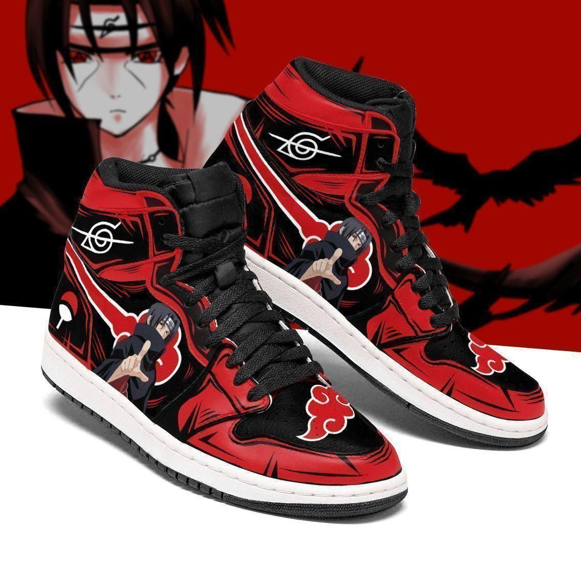 Akatsuki Itachi Naruto Anime 2 High Top Air Jordan Sneaker, Air Jordan Hightop