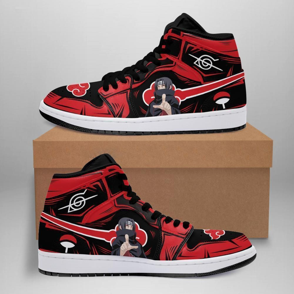 Akatsuki Itachi Naruto Anime 2 High Top Air Jordan Sneaker, Air Jordan Hightop