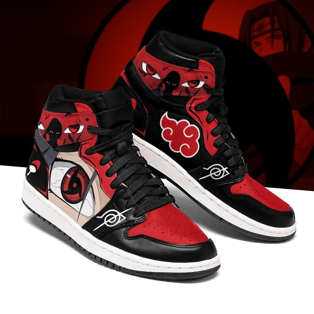 Akatsuki Itachi Naruto Anime 3 High Top Air Jordan Sneaker, Air Jordan Hightop