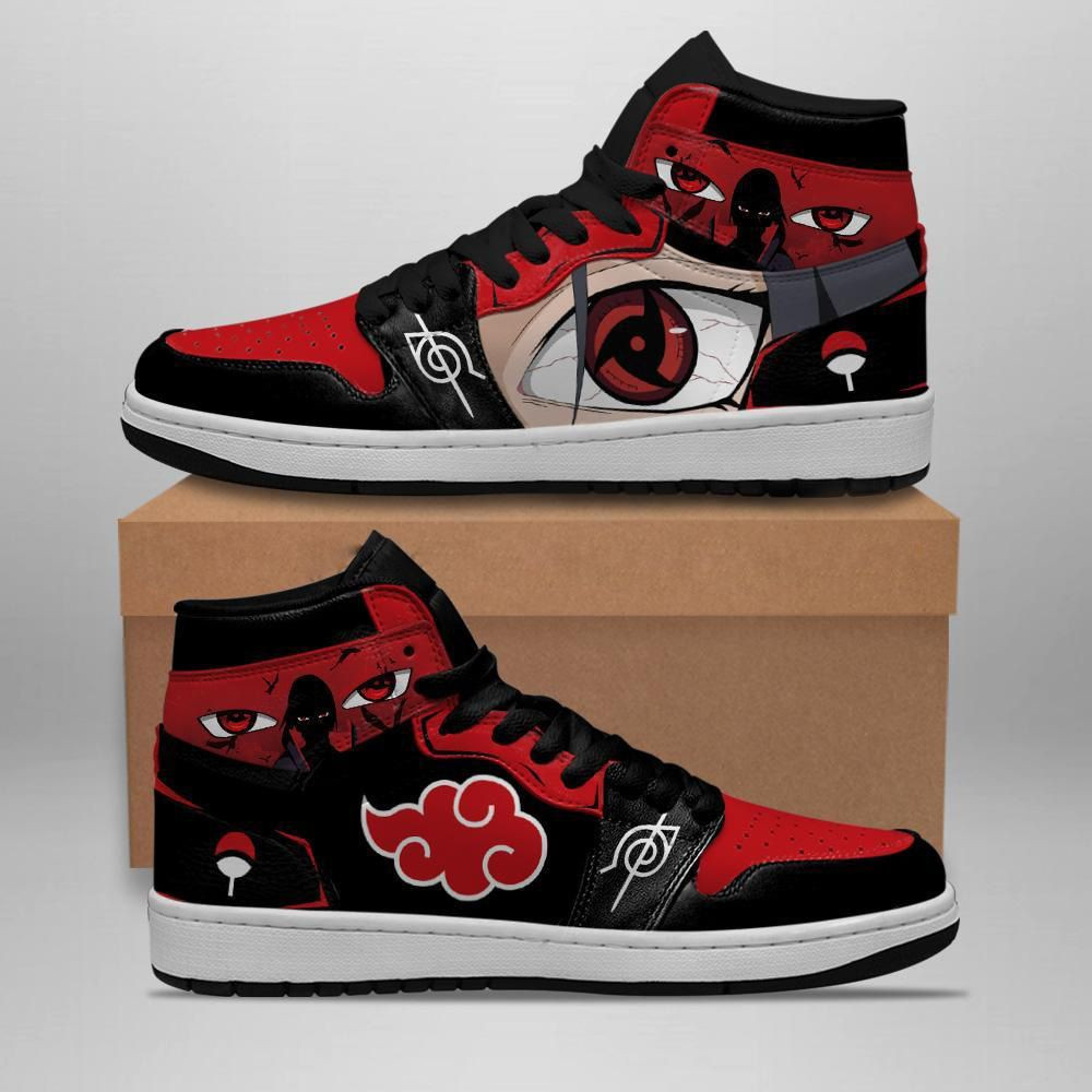 Akatsuki Itachi Naruto Anime 3 High Top Air Jordan Sneaker, Air Jordan Hightop