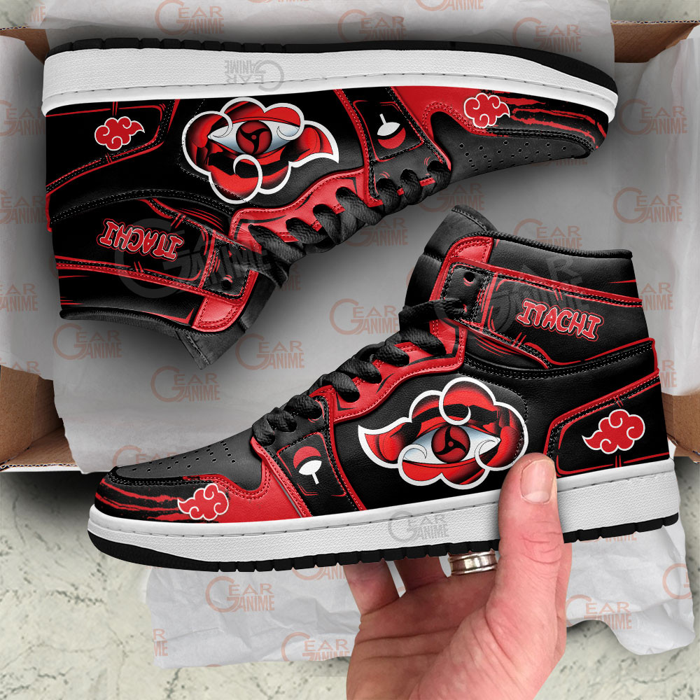 Akatsuki Itachi Sharingan Eye JD Sneakers For Anime Fans, Air Jordan Hightop