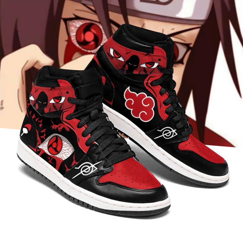 Akatsuki Itachi Sharingan Eyes JD1s Sneakers, Air Jordan Hightop