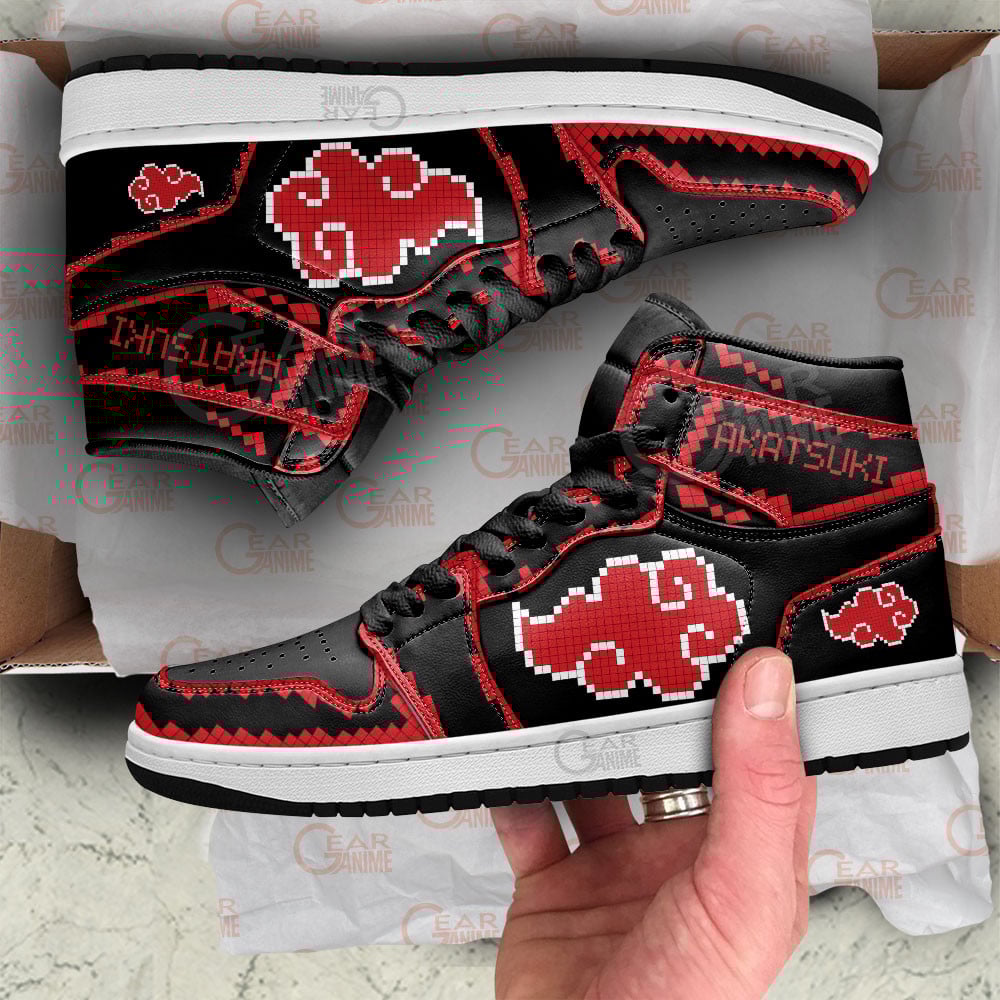 Akatsuki JD Sneakers 8 Bit Style For Anime Fans, Air Jordan Hightop