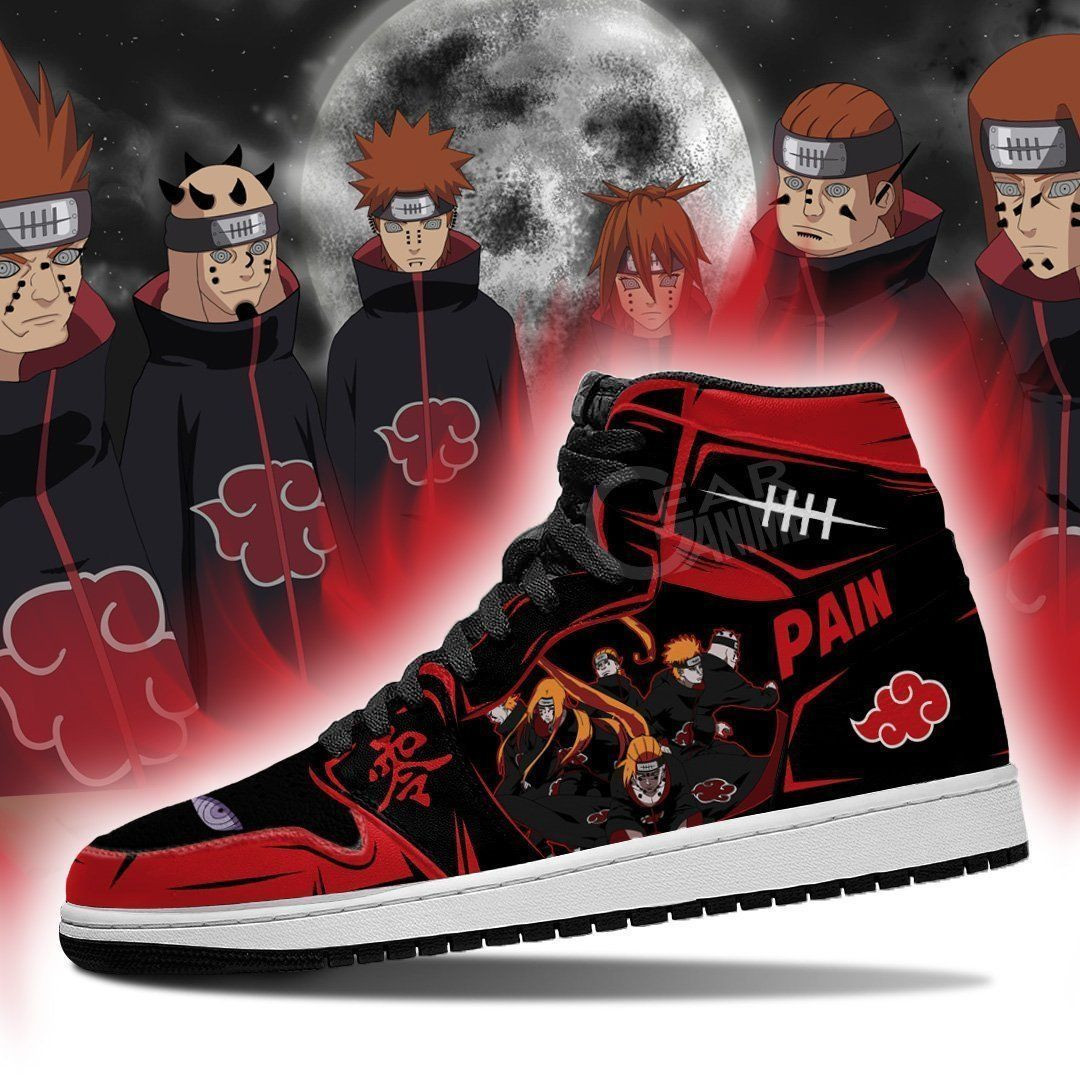 Akatsuki Pain Naruto Anime 1 High Top Air Jordan Sneaker, Air Jordan Hightop