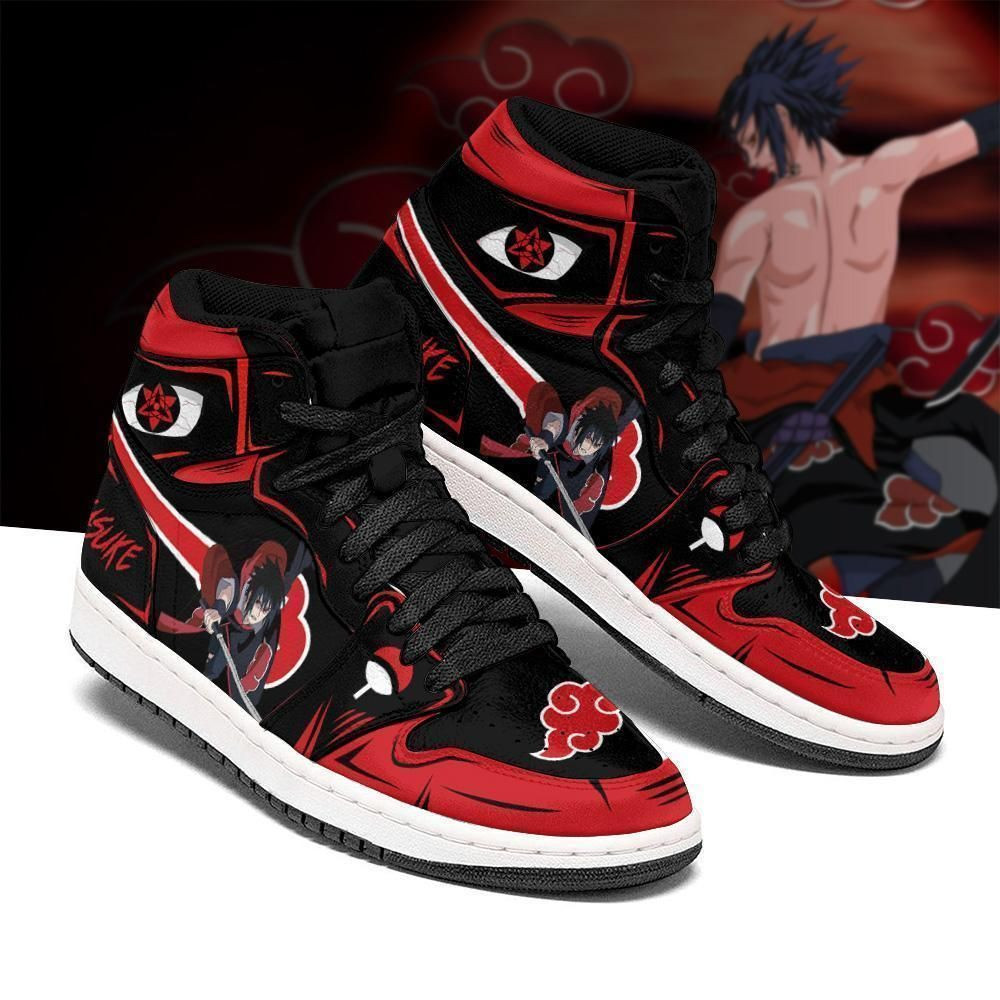 Akatsuki Sasuke Naruto Anime 1 High Top Air Jordan Sneaker, Air Jordan Hightop