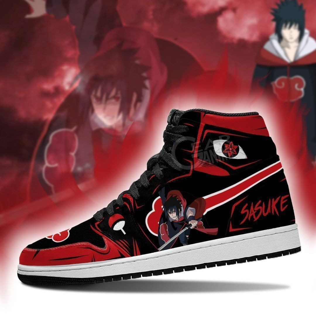 Akatsuki Sasuke Naruto Anime 1 High Top Air Jordan Sneaker, Air Jordan Hightop