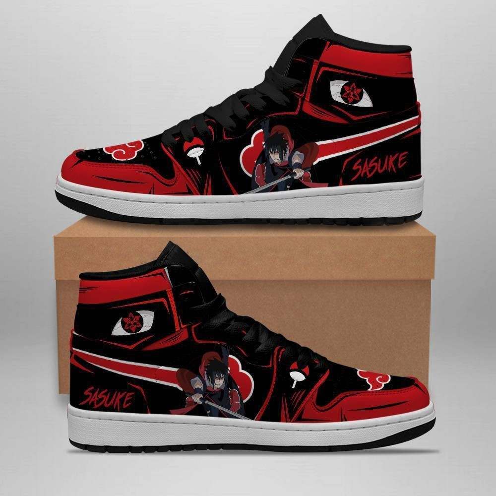 Akatsuki Sasuke Naruto Anime 1 High Top Air Jordan Sneaker, Air Jordan Hightop