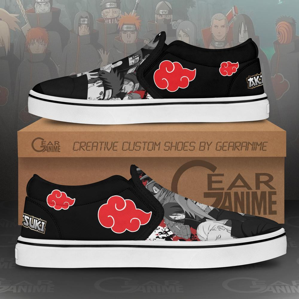 Akatsuki Team Slip-On Shoes Canvas Custom Anime Shoes