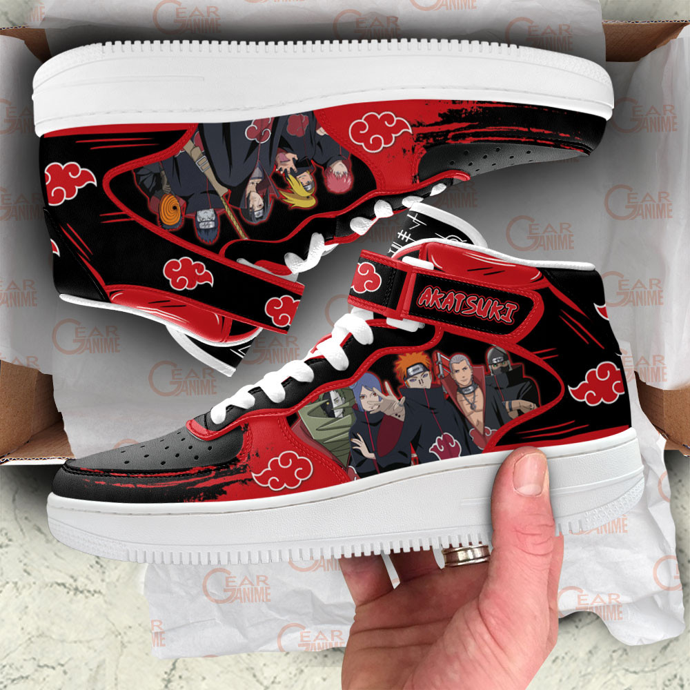 Akatsuki Team Sneakers Air Mid Custom Anime Shoes