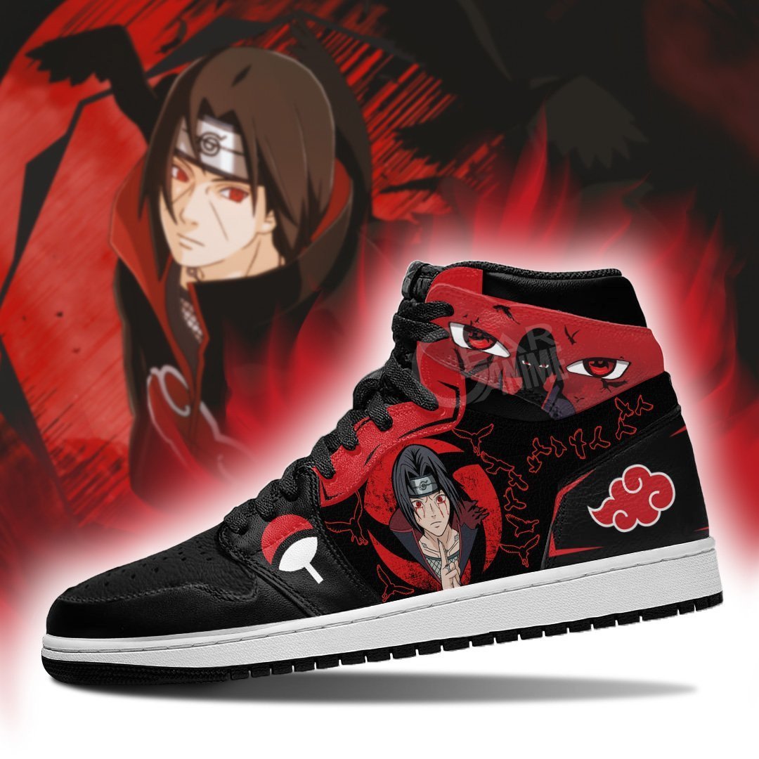 Akatsuki Uchiha Itachi Ninjutsu Anime JD1s Sneakers For Naruto Fans, Air Jordan Hightop