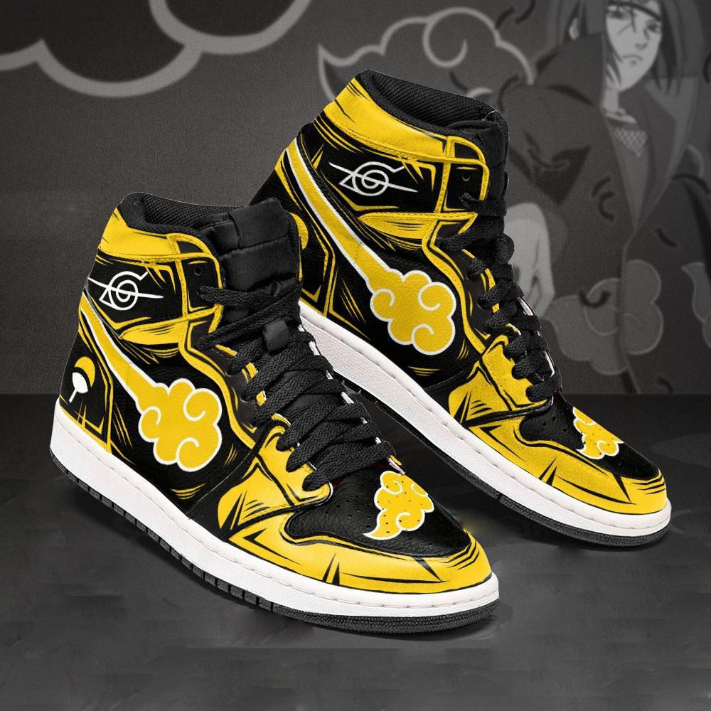 Akatsuki Yellow Naruto Anime 1 High Top Air Jordan Sneaker, Air Jordan Hightop