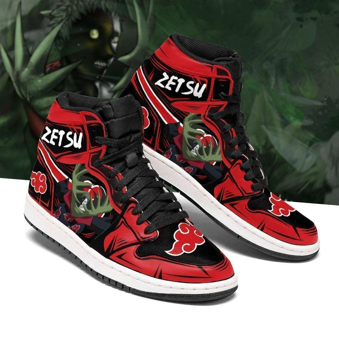 Akatsuki Zetsu Naruto Anime 1 High Top Air Jordan Sneaker, Air Jordan Hightop