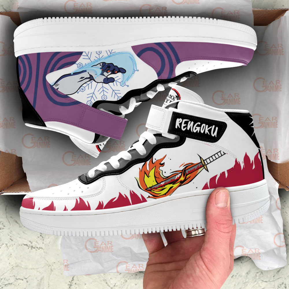 Akaza and Rengoku Sneakers Air Mid Custom Anime Demon Slayer Shoes