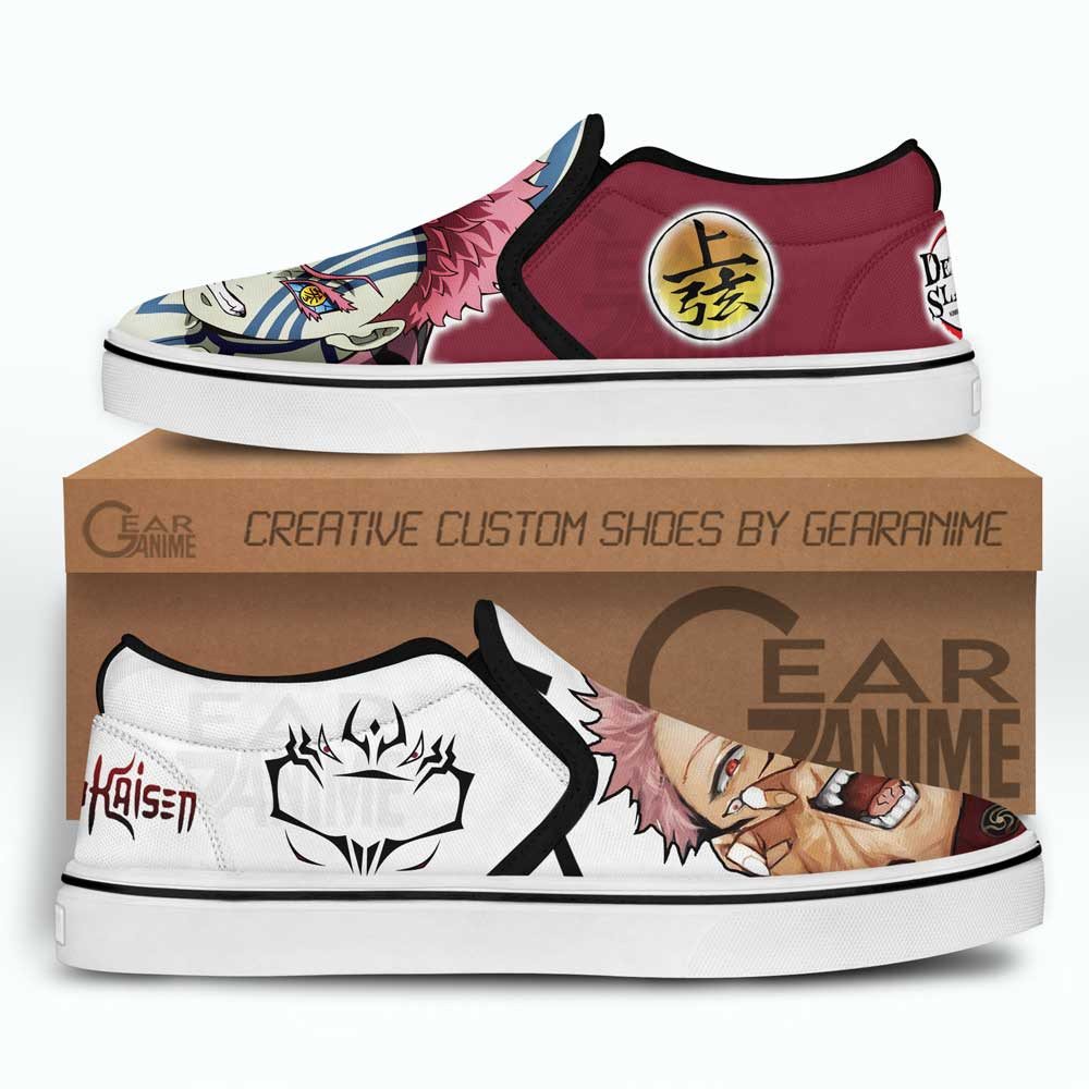Akaza and Sukuna Slip-On Shoes Canvas Custom Anime Shoes