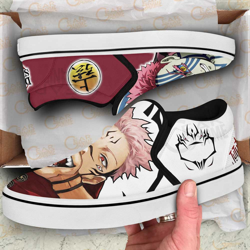 Akaza and Sukuna Slip-On Shoes Canvas Custom Anime Shoes