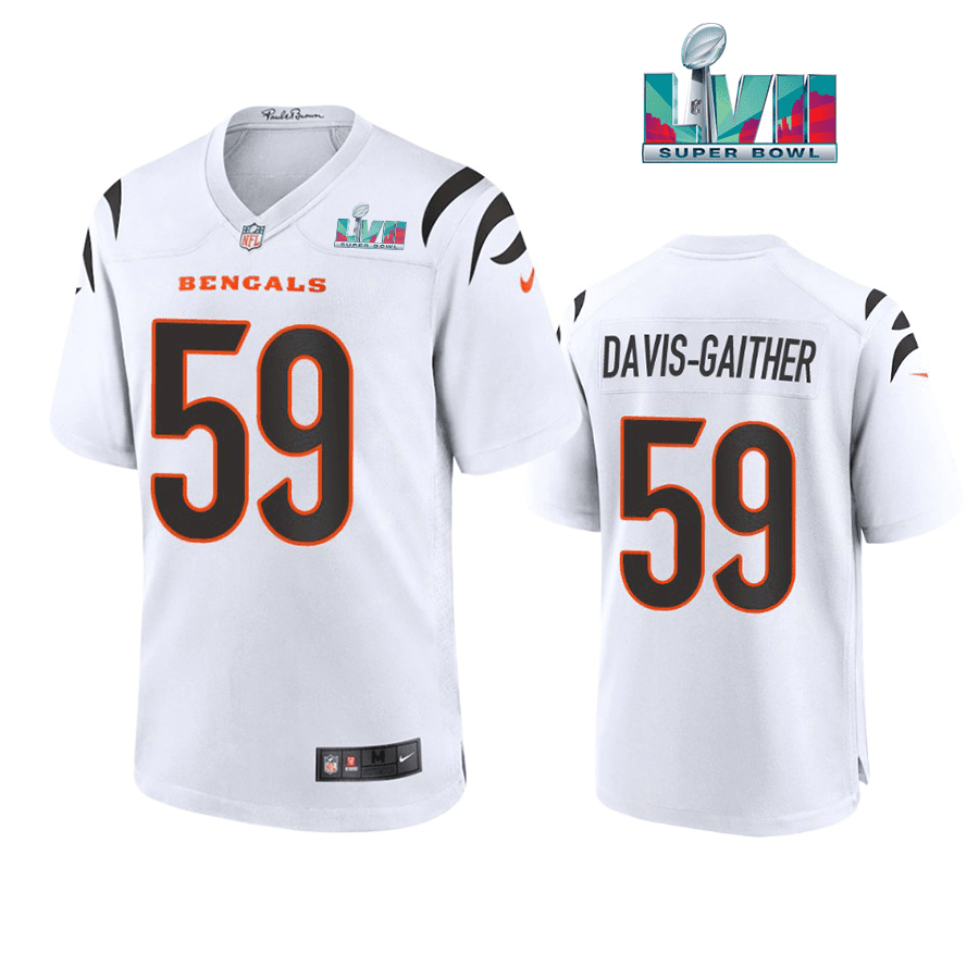 Akeem 59 Davis Gaither Cincinnati Bengals Super Bowl LVII Men Game Stitched Jersey- White