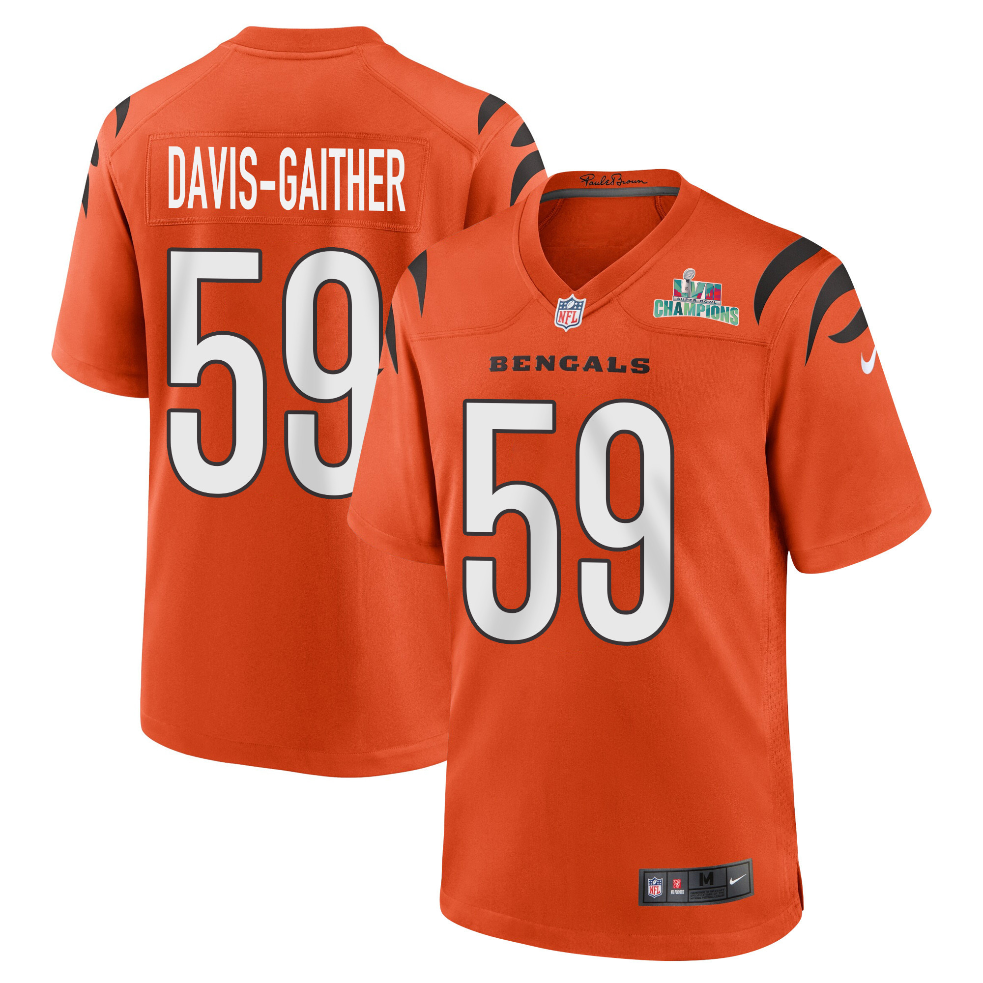 Akeem Davis-Gaither 59 Cincinnati Bengals Super Bowl LVII Champions Men Alternate Game Stitched Jersey – Orange