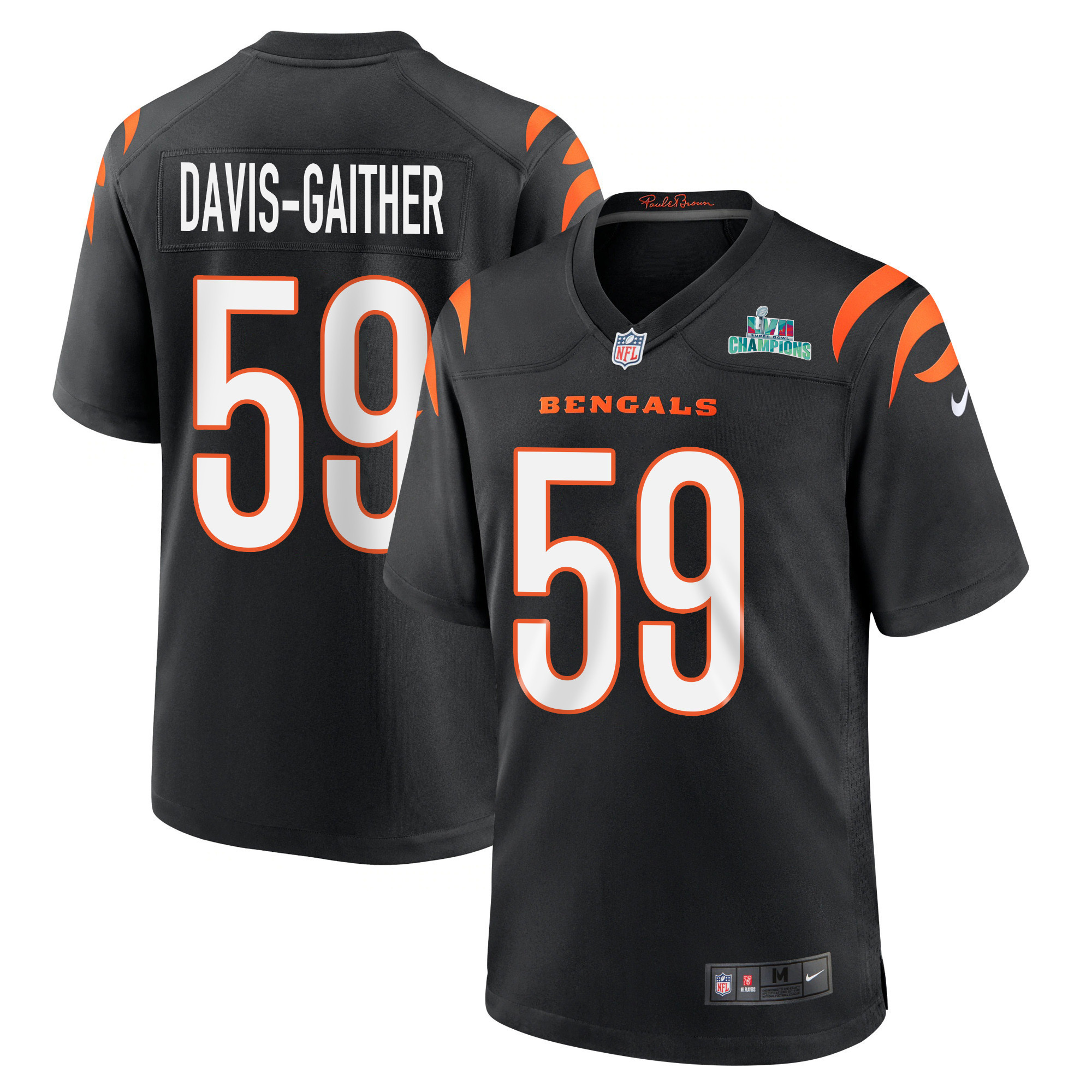 Akeem Davis-Gaither 59 Cincinnati Bengals Super Bowl LVII Champions Men Game Stitched Jersey – Black