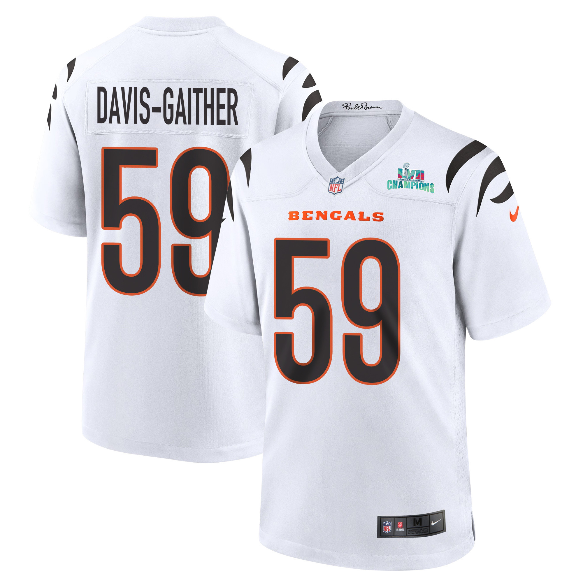 Akeem Davis-Gaither 59 Cincinnati Bengals Super Bowl LVII Champions Men Game Stitched Jersey – White
