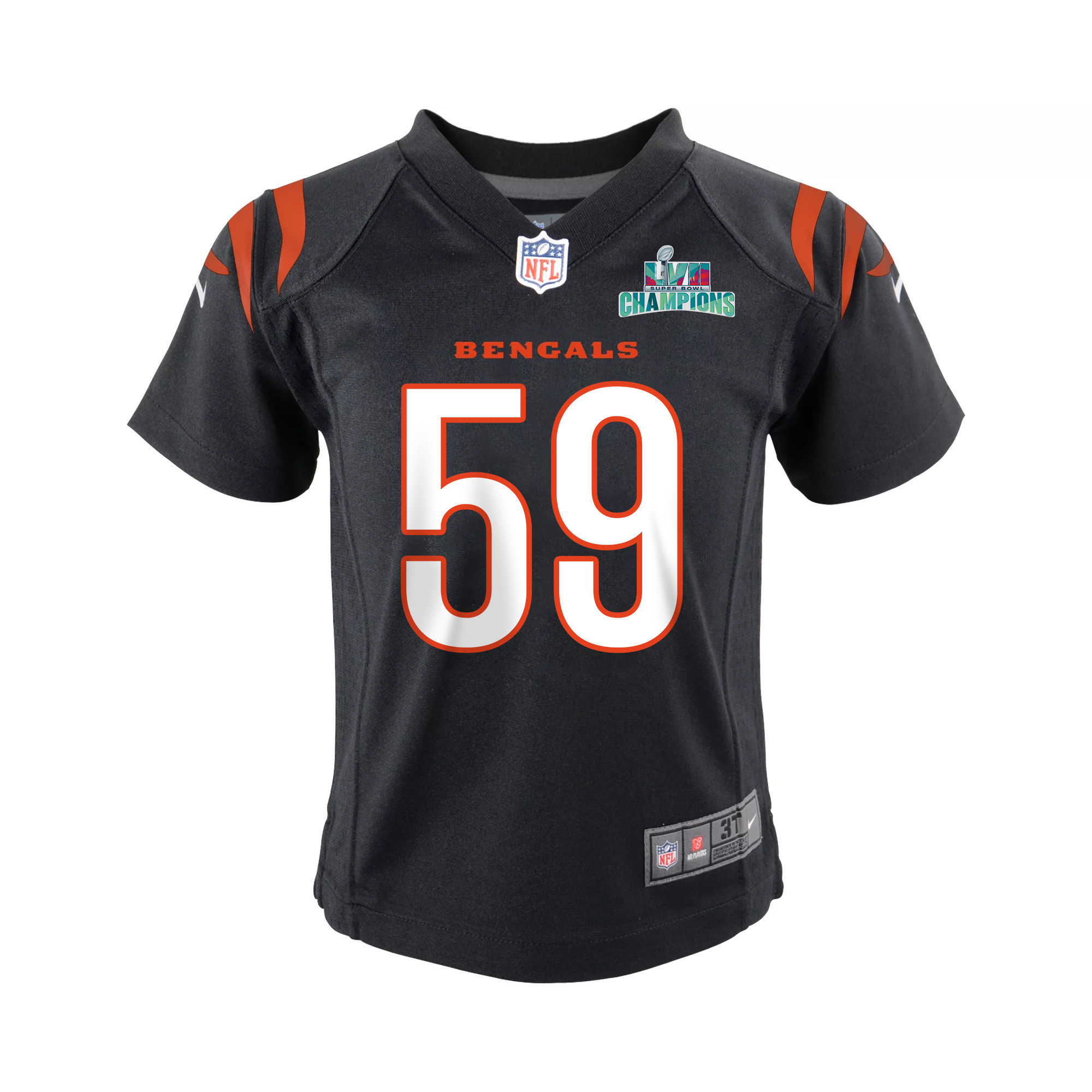 Akeem Davis-Gaither 59 Cincinnati Bengals Super Bowl LVII Champions Youth Game Stitched Jersey – Black