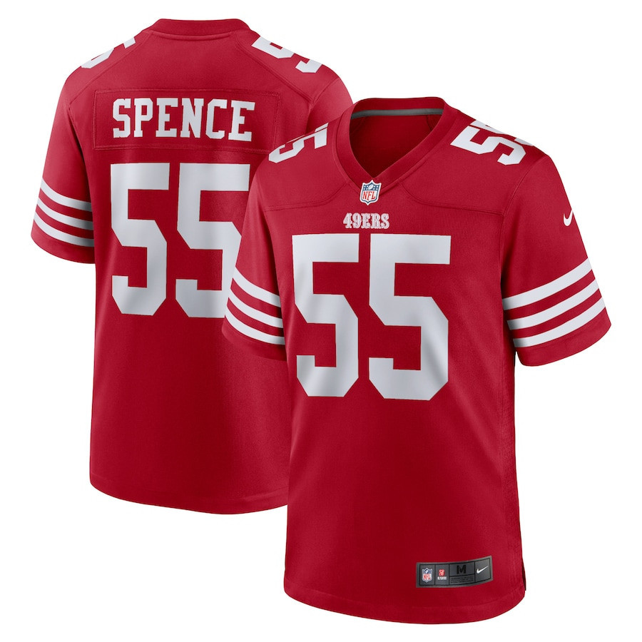 Akeem Spence 55 San Francisco 49ers Home Game Player Stitched Jersey – Scarlet