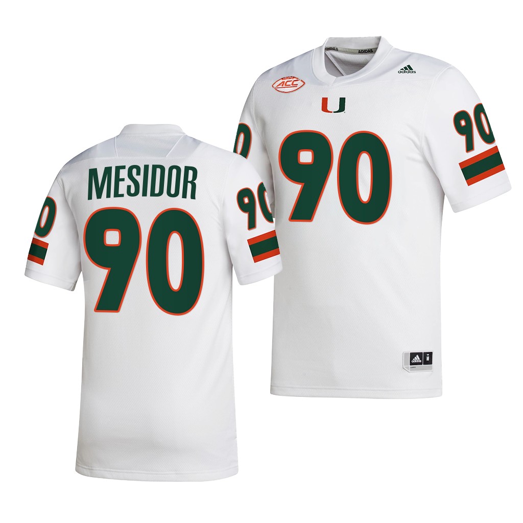Akheem Mesidor Miami Hurricanes #90 White Jersey 2022-23 College Men's NIL Uniform