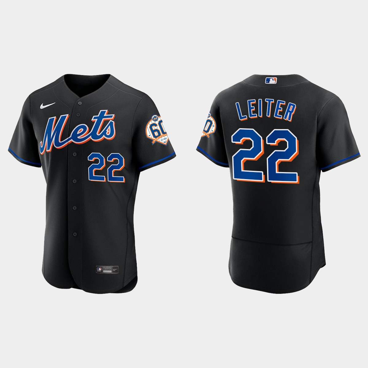 Al Leiter New York Mets 60th Anniversary Alternate Jersey – Black