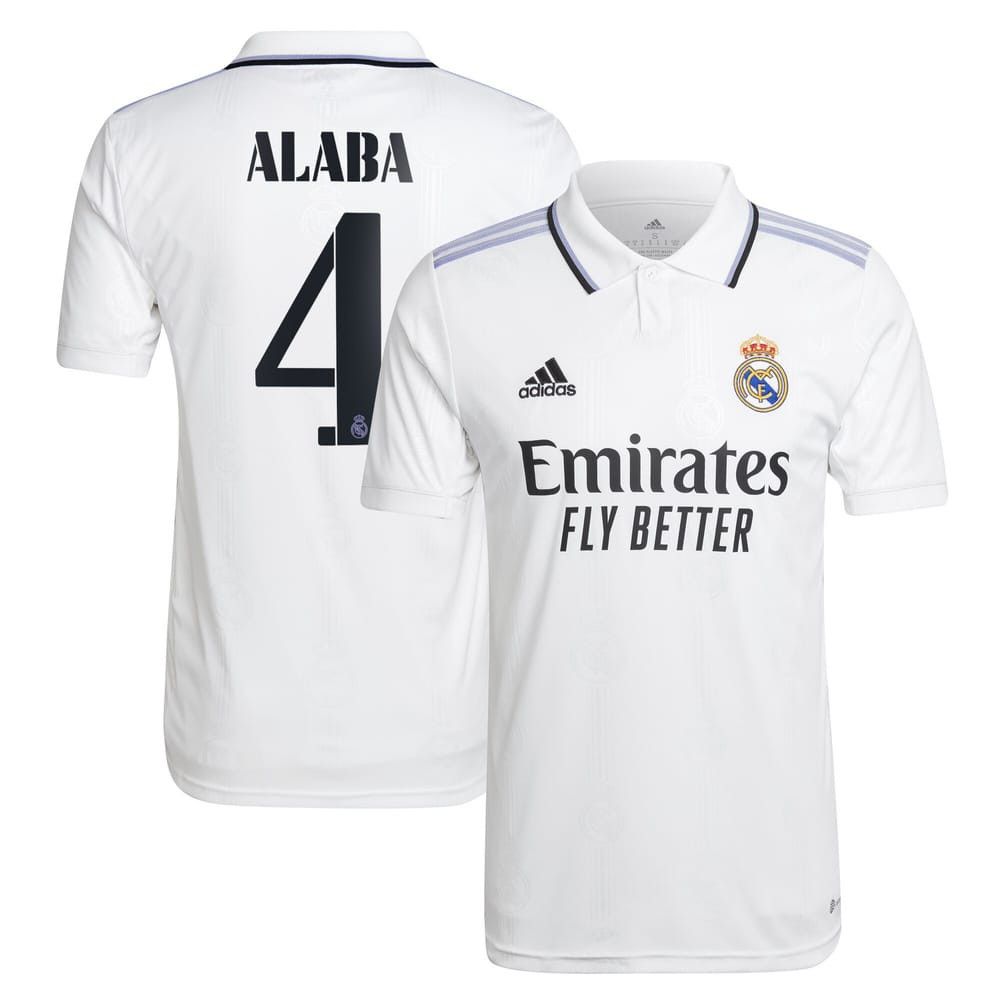 Alaba 4 Real Madrid Men 2022/23 Home Player Soccer Jersey – White