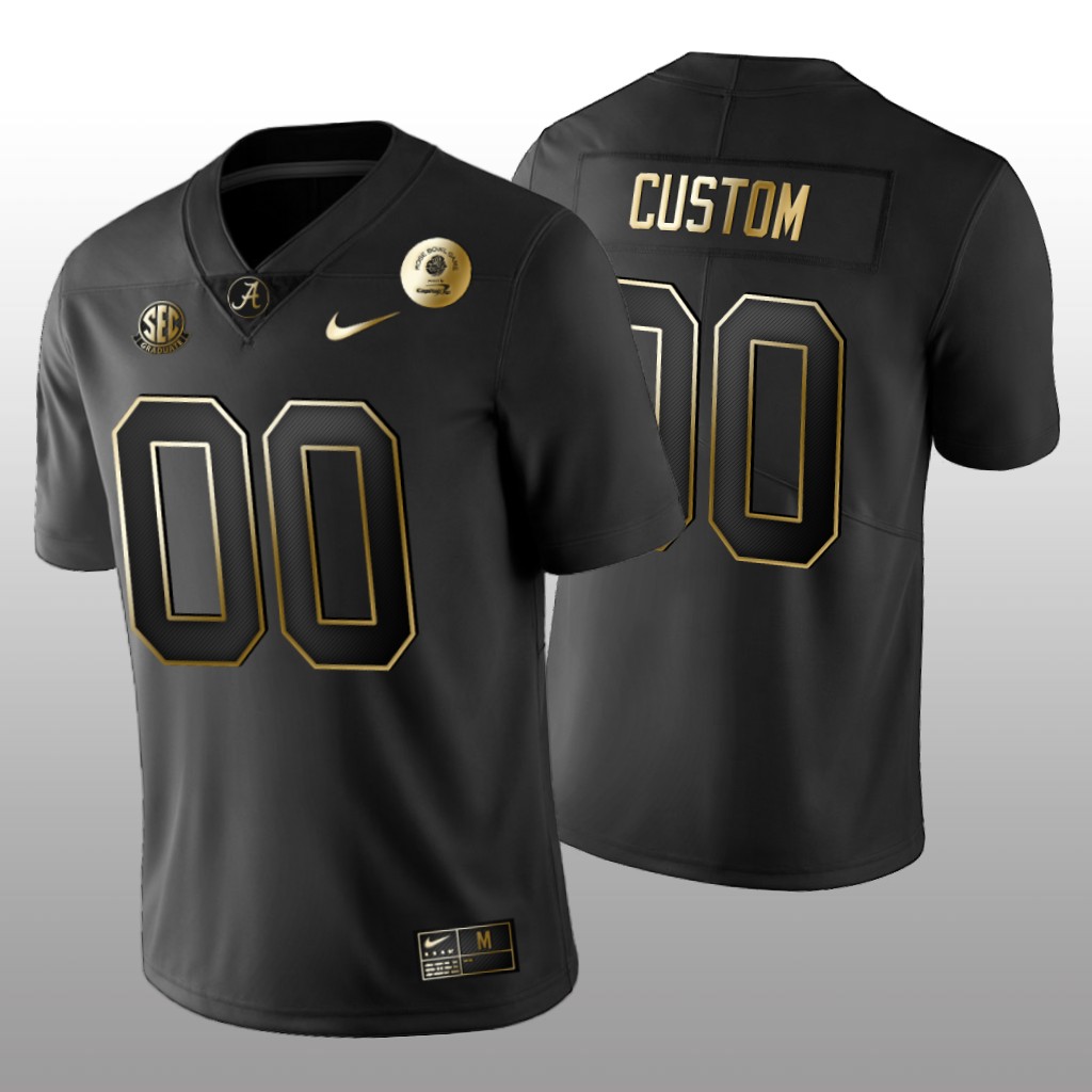 Alabama Crimson Tide Black 2021 Rose Bowl Golden Edition Custom Jersey