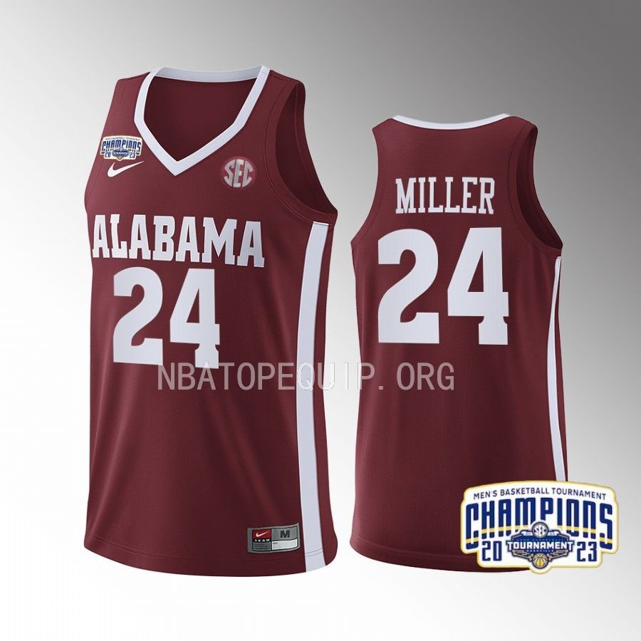 Alabama Crimson Tide Brandon Miller Jersey 2023 SEC Mens Champs Crimson MVP Uniform