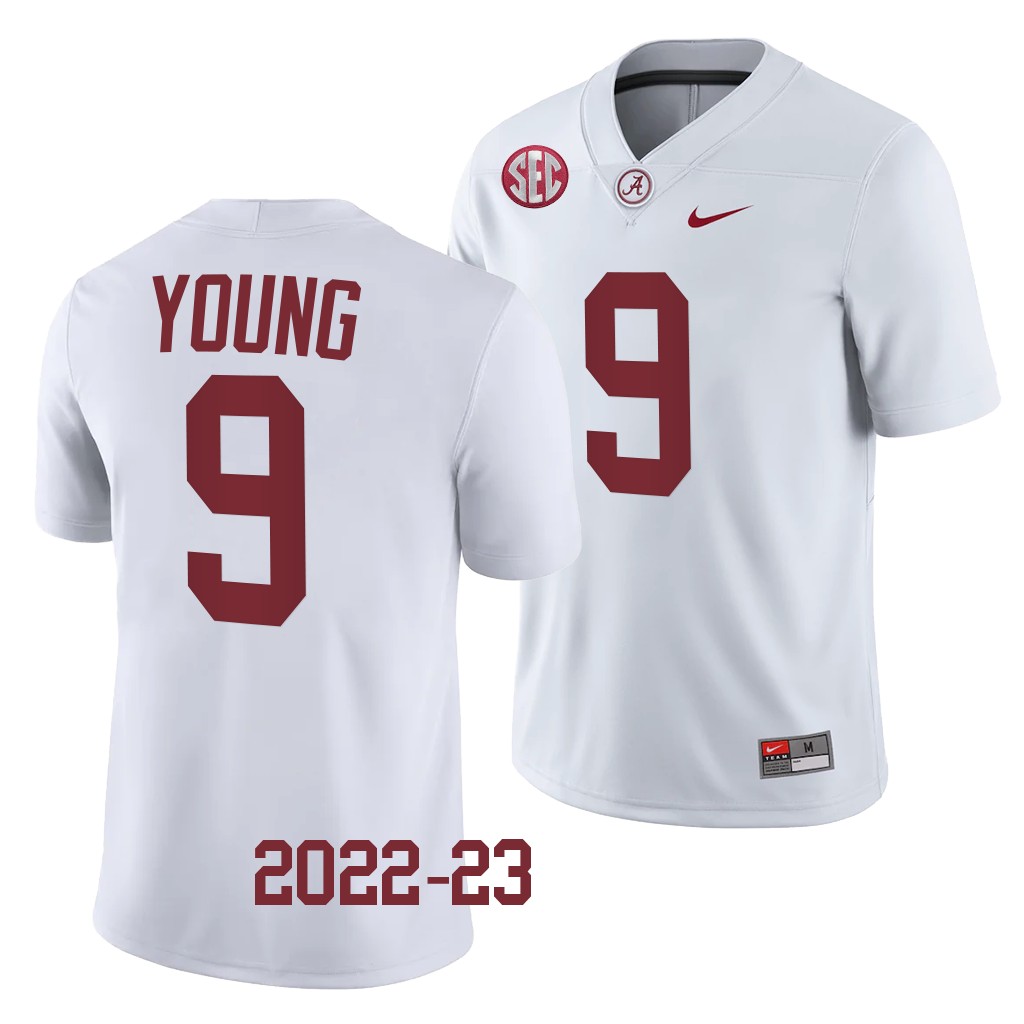 Alabama Crimson Tide Bryce Young Jersey 2022-23 College White #9 Men's Shirt
