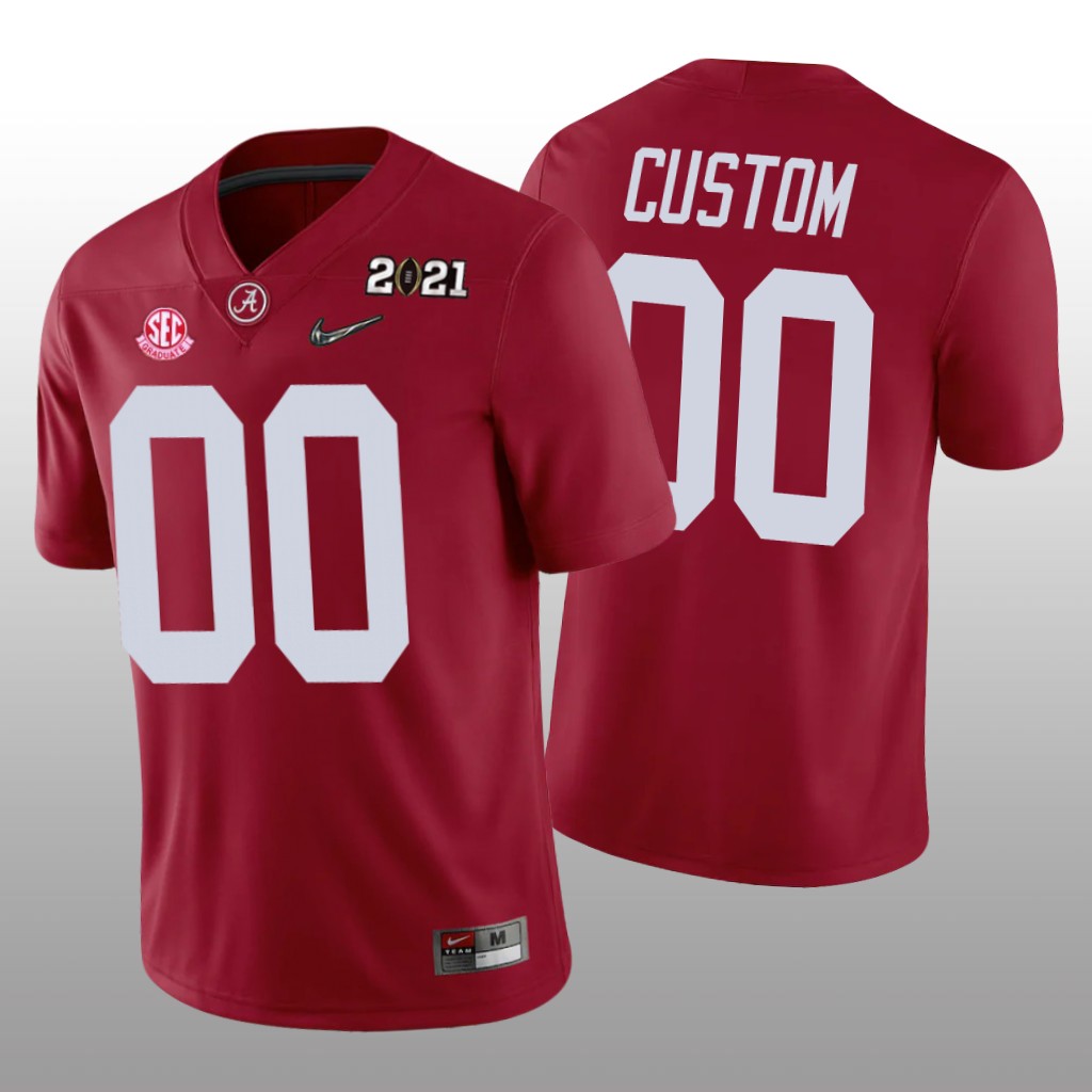 Alabama Crimson Tide Crimson 2021 National Champions Custom Jersey