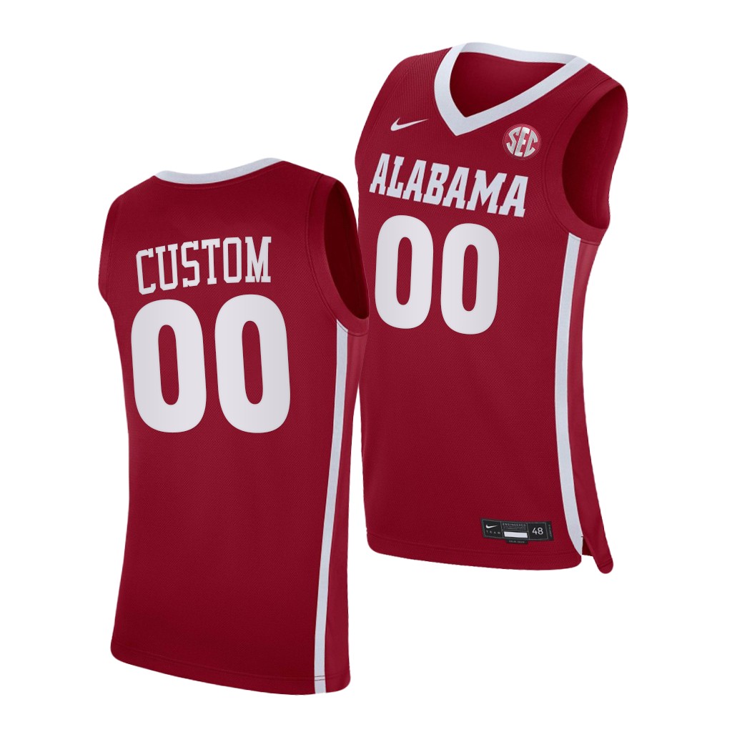 Alabama Crimson Tide Custom #00 Red Jersey 2021-22 College Shirt