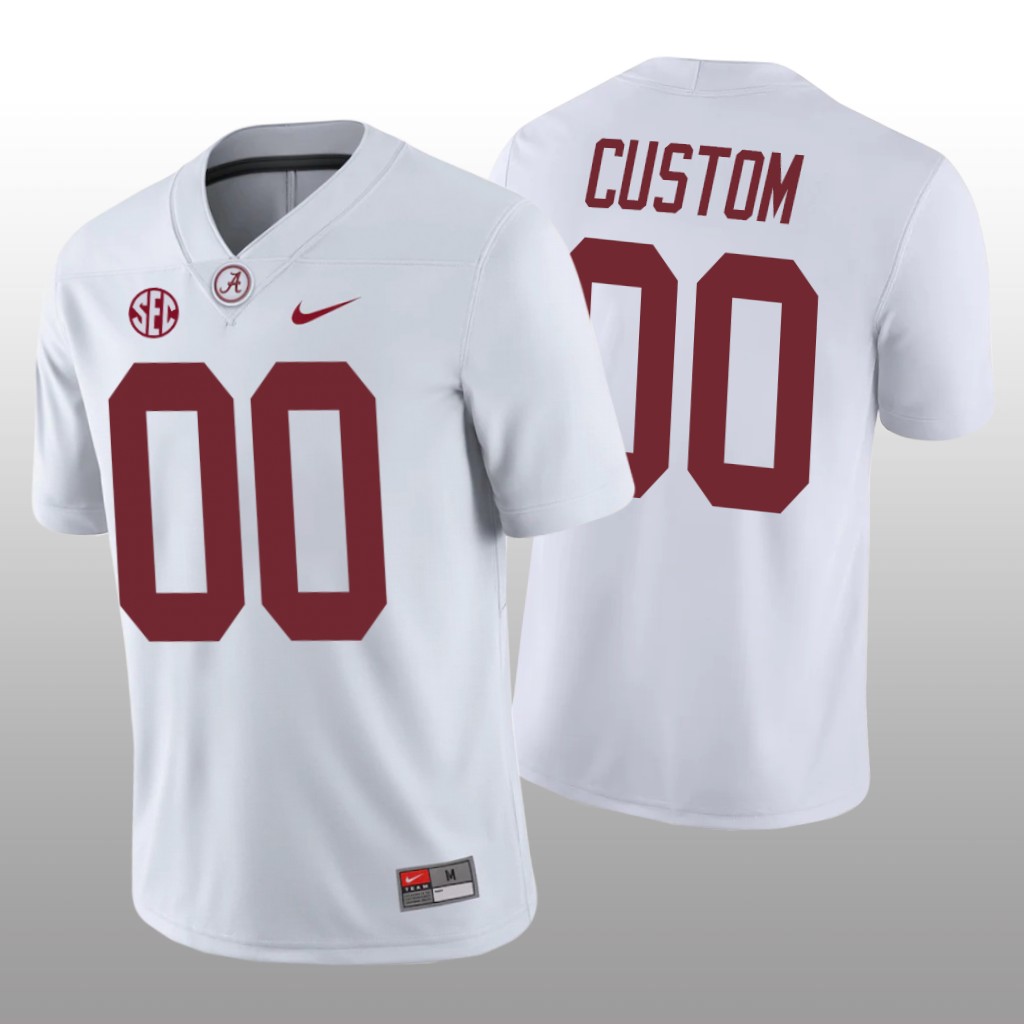 Alabama Crimson Tide Custom White College Jersey Game - Men's