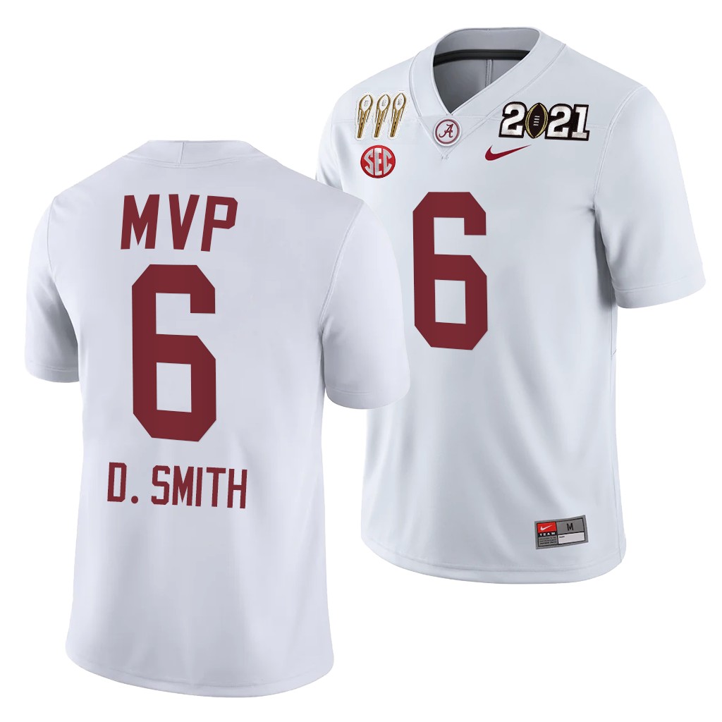 Alabama Crimson Tide DeVonta Smith 2021 Rose Bowl Offensive MVP Jersey White Special Commemorate