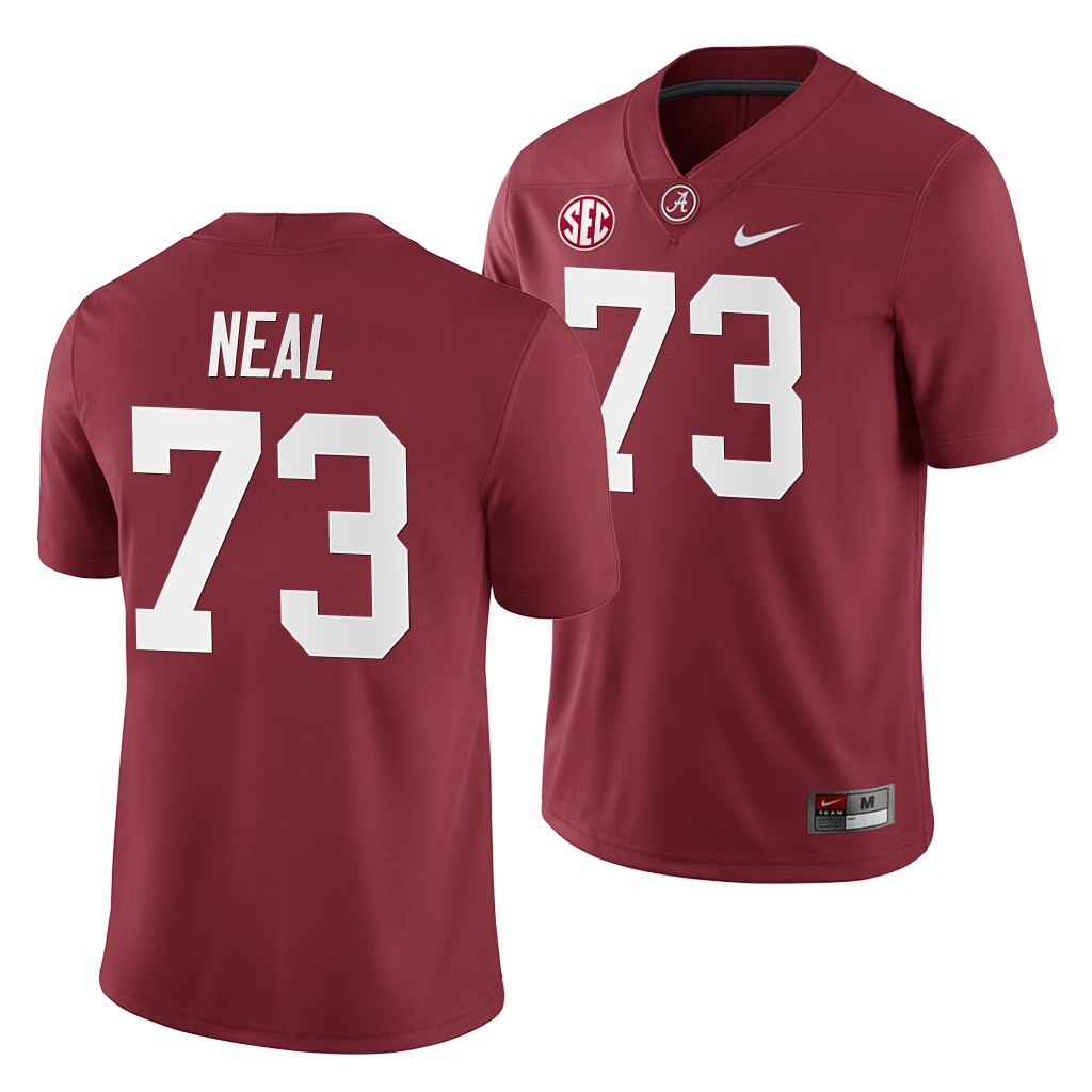Alabama Crimson Tide Evan Neal Crimson 2019 Home Game Jersey NCAA