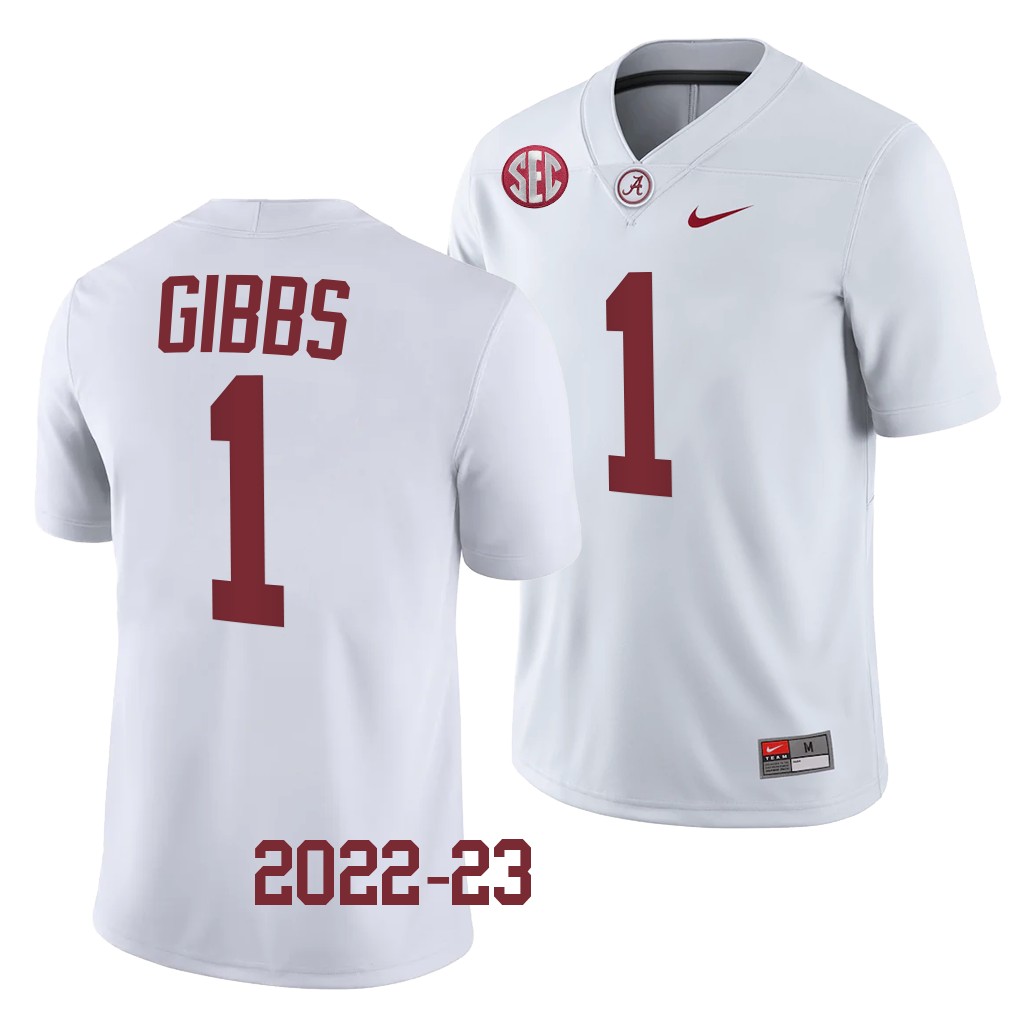 Alabama Crimson Tide Jahmyr Gibbs Jersey 2022-23 College White #1 Men's Shirt
