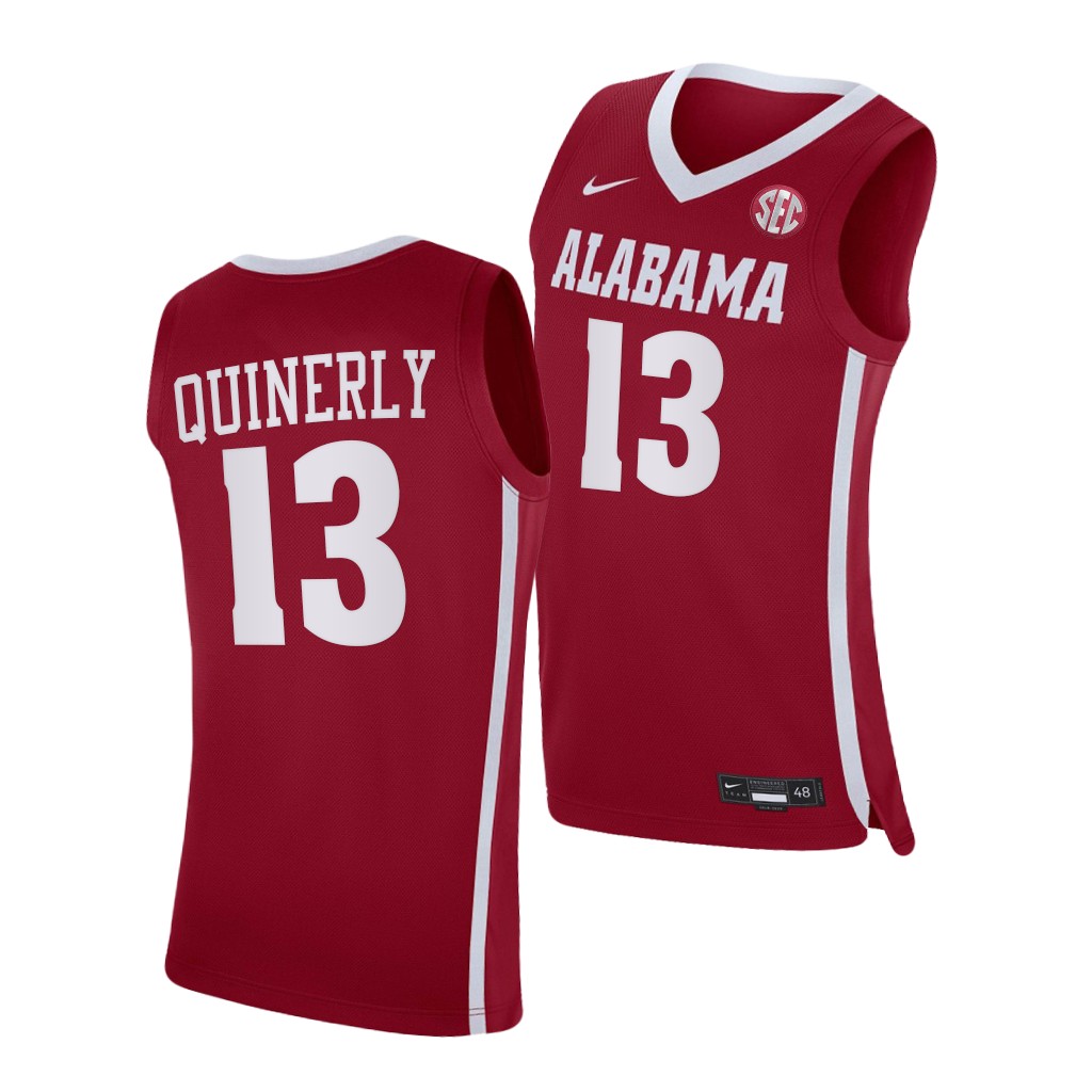 Alabama Crimson Tide Jahvon Quinerly #13 Red Jersey 2021-22 College Shirt