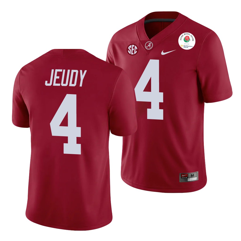 Alabama Crimson Tide Jerry Jeudy 2021 Rose Bowl Crimson College Jersey